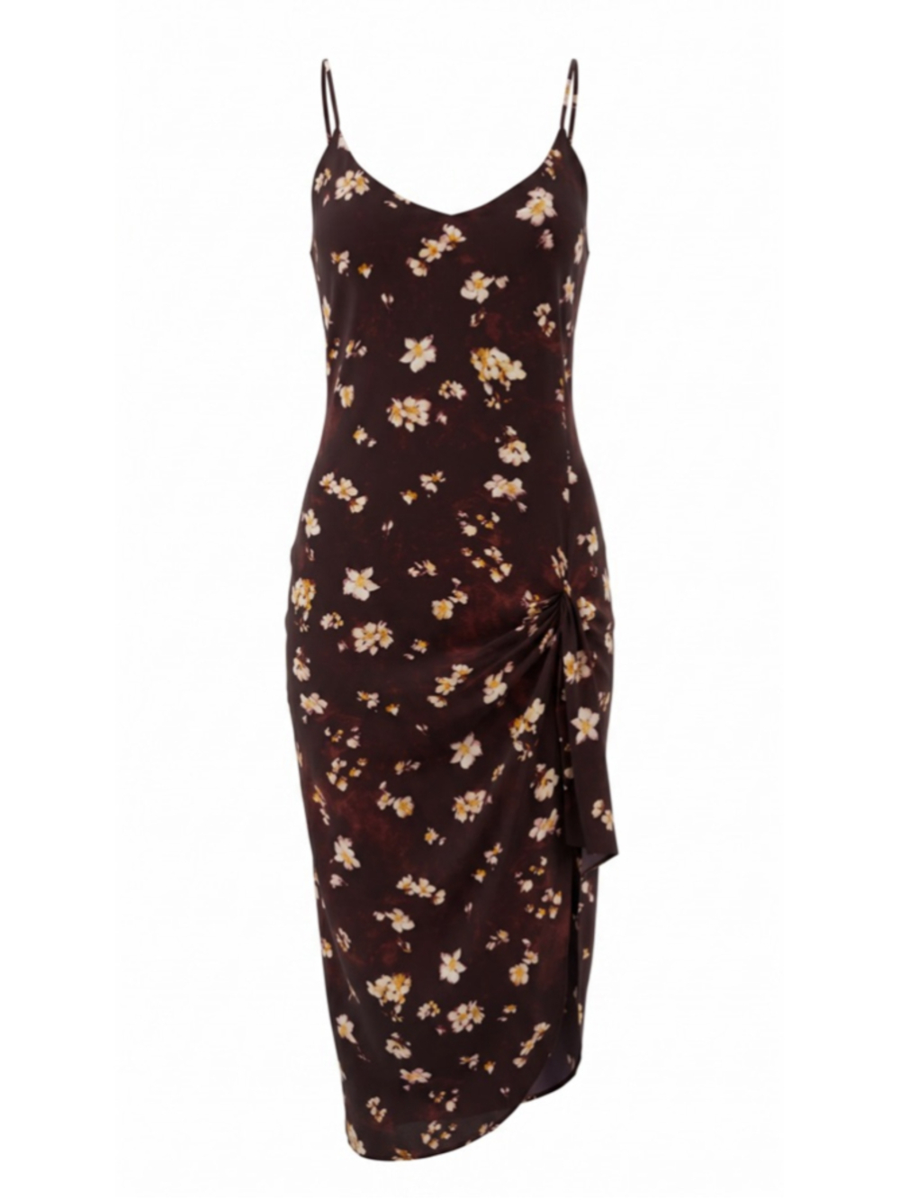 Caroline Constas Arabella Maroon Floral Asymmetrical Dress